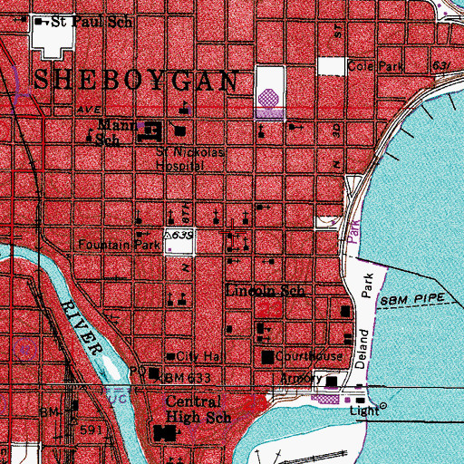 Topographic Map of Saint Mark Lutheran Church, WI