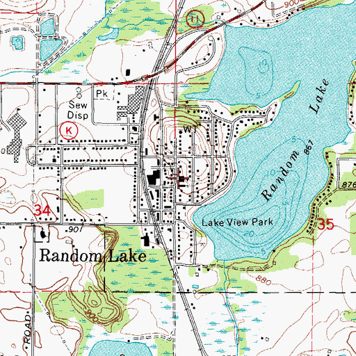 Topographic Map of Our Lady of the Lakes School, WI