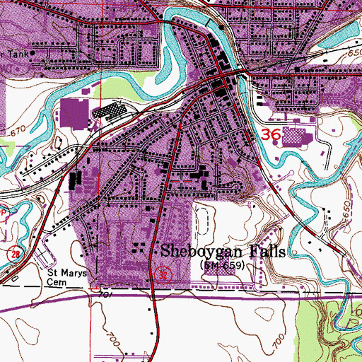 Topographic Map of Saint Mary School, WI