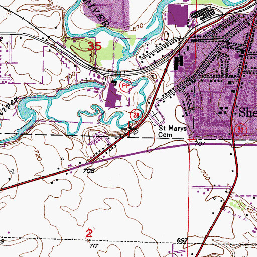Topographic Map of Saint Pauls Lutheran Church, WI