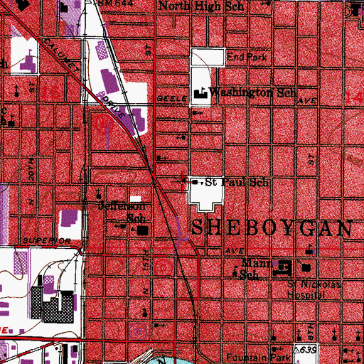 Topographic Map of Saint Pauls Lutheran Church, WI