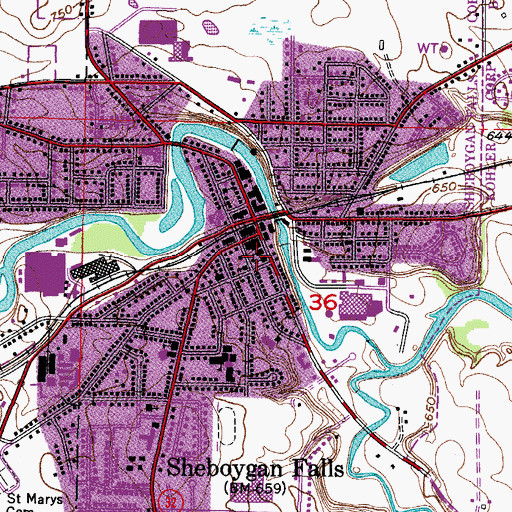 Topographic Map of Saint Peters Episcopal Church, WI