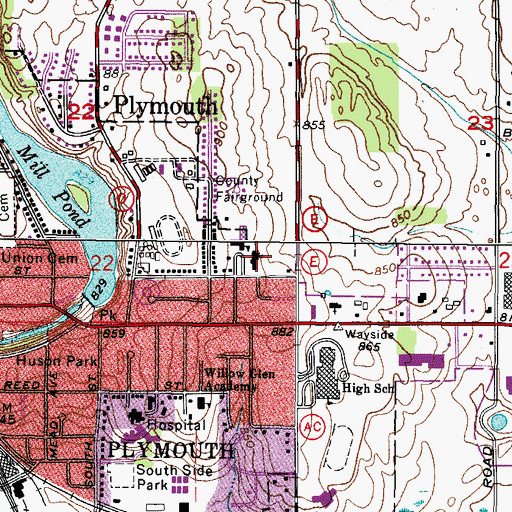 Topographic Map of Salem United Church of Christ, WI