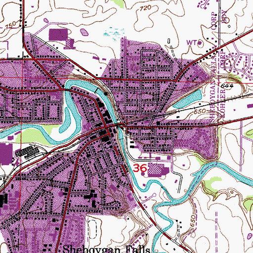 Topographic Map of Sheboygan County Historical Research Center Library, WI