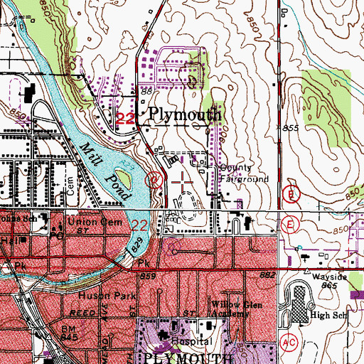 Topographic Map of Sheboygan County Fairgrounds, WI