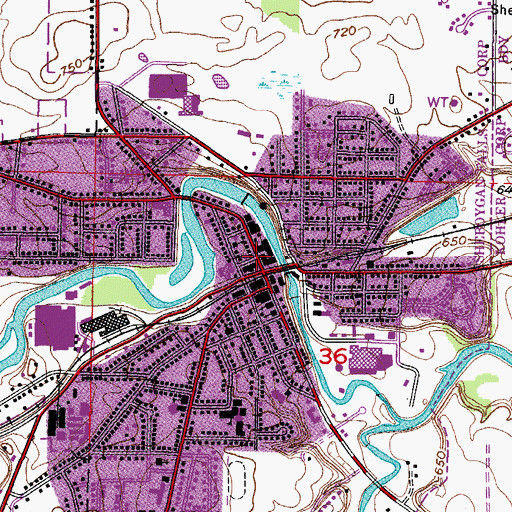 Topographic Map of Sheboygan Falls Memorial Library, WI