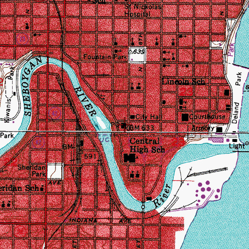 Topographic Map of Sheboygan Post Office, WI