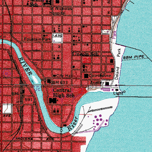 Topographic Map of Sheboygan Press Library, WI