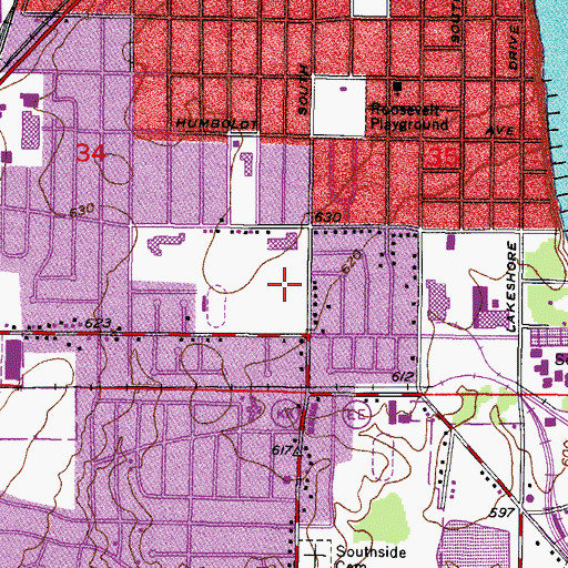 Topographic Map of South High School, WI