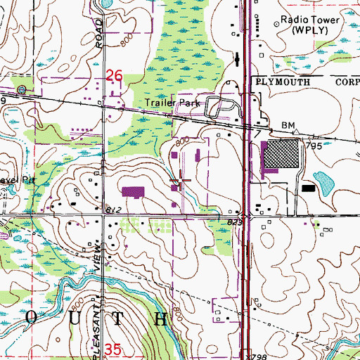 Topographic Map of South Industrial Park, WI