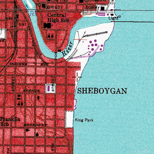 Topographic Map of South Side Municipal Beach, WI