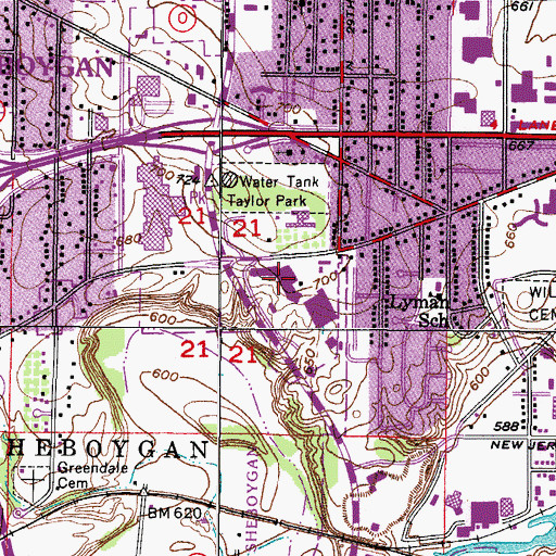 Topographic Map of Taylor Heights Shopping Center, WI