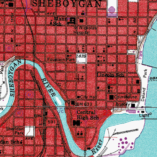 Topographic Map of Trinity Lutheran Church, WI