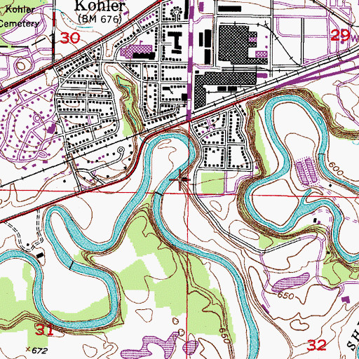 Topographic Map of Waelderhaus, WI