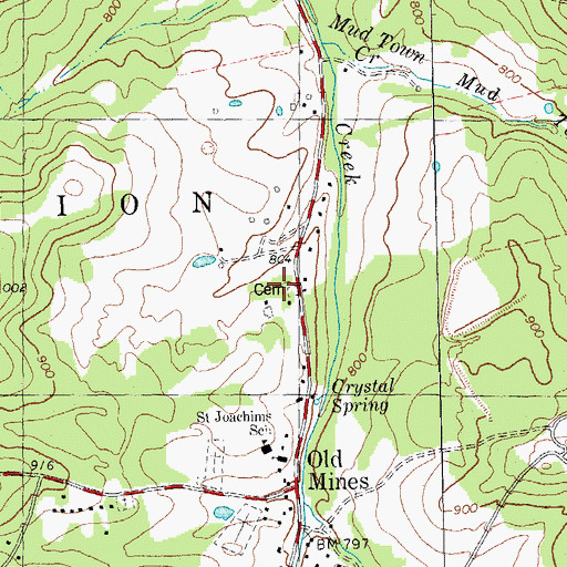 Topographic Map of Old Baptist Church Cemetery, MO