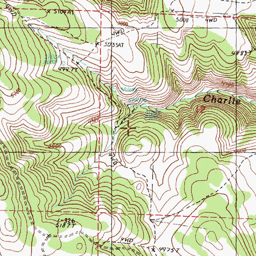 Topographic Map of Charlie Creek Reservoir, OR