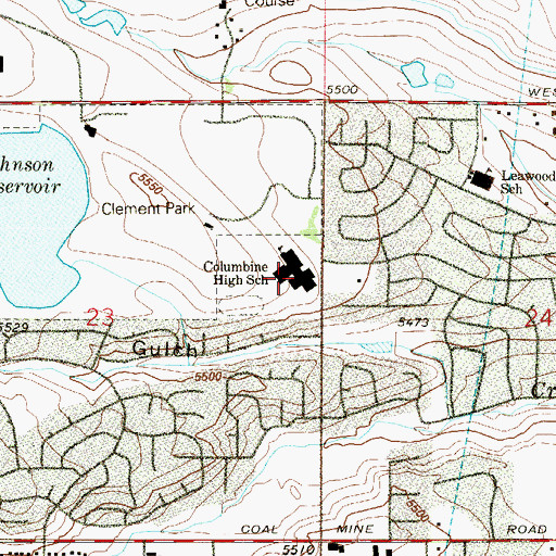 Topographic Map of Columbine High School, CO