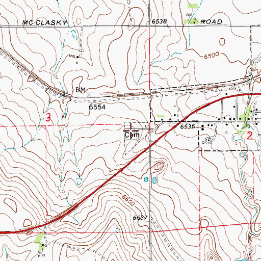 Topographic Map of Calhan Memorial Cemetery, CO
