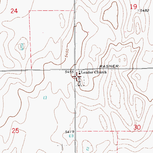 Topographic Map of Leader Church Cemetery, CO