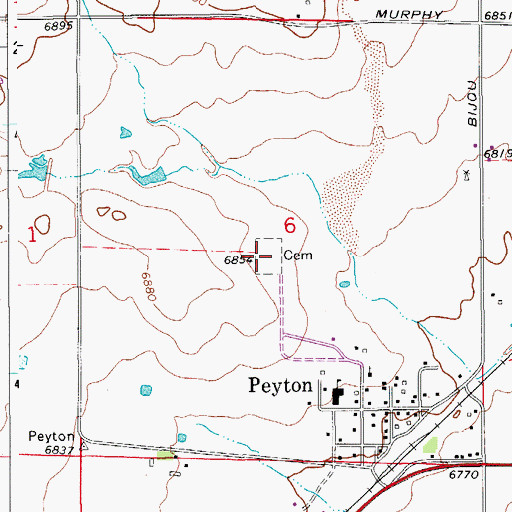 Topographic Map of Peyton Cemetery, CO