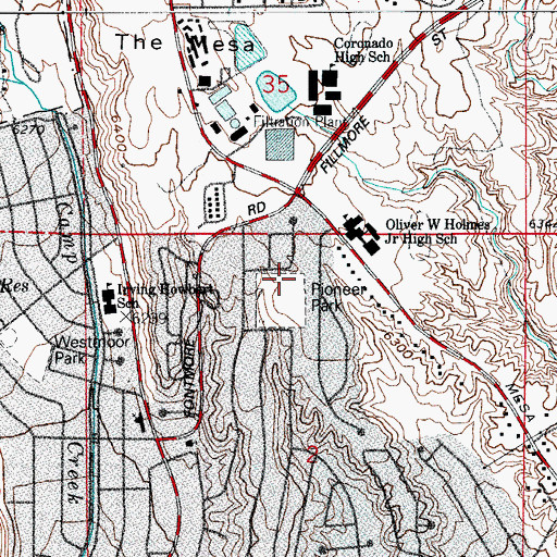 Topographic Map of Pioneer Park Memorial, CO