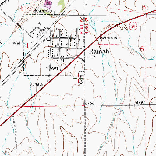 Topographic Map of Ramah Cemetery, CO