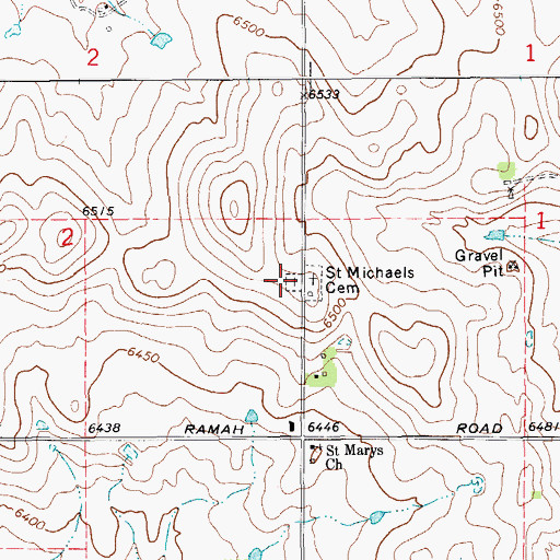 Topographic Map of Saint Mary's Cemetery, CO