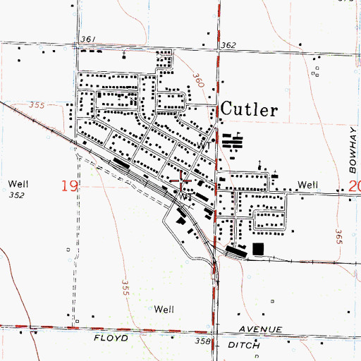 Topographic Map of Cutler Post Office, CA