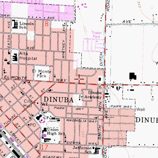 Topographic Map of Dinuba Health Care Center, CA