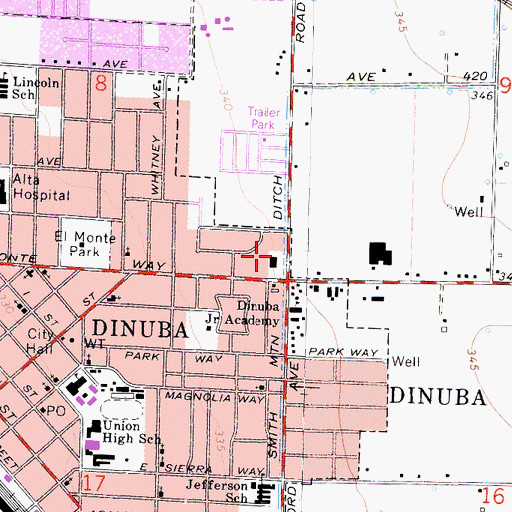 Topographic Map of El Monte Shopping Center, CA