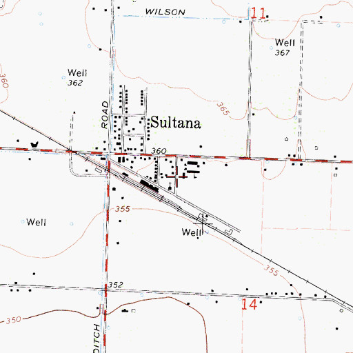 Topographic Map of Monson-Sultana Elementary School, CA