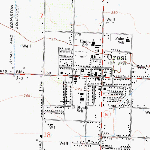 Topographic Map of Orosi Branch Tulare County Library, CA
