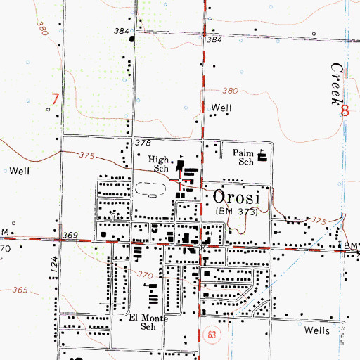 Topographic Map of Orosi High School, CA
