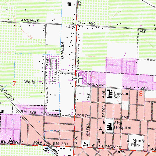 Topographic Map of Palm Village Shopping Center, CA