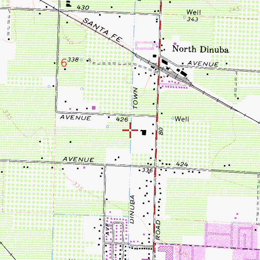 Topographic Map of Roosevelt Elementary School, CA