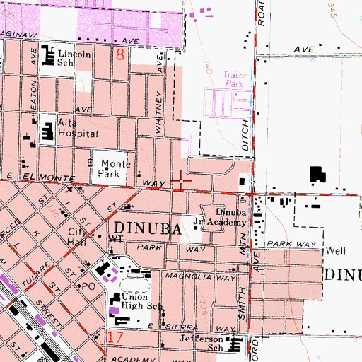 Topographic Map of Tulare County Mental Health Center, CA