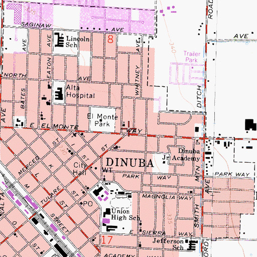 Topographic Map of United Market Shopping Center, CA