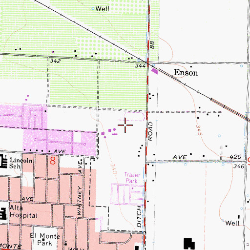 Topographic Map of Washington Intermediate School, CA