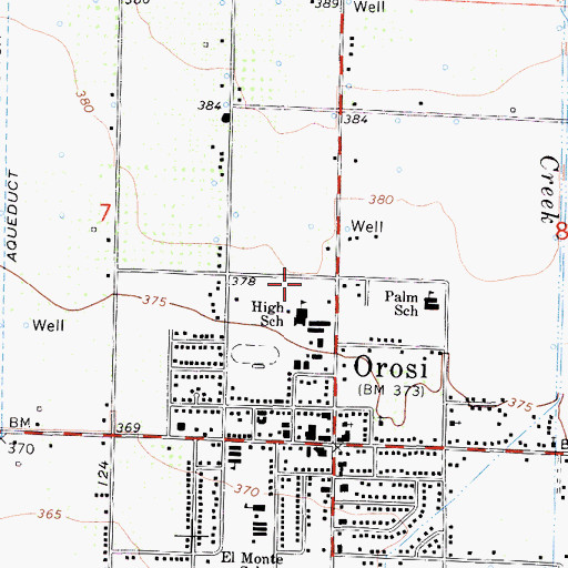 Topographic Map of Yettem Continuation High School, CA