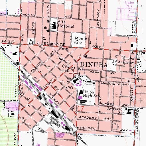 Topographic Map of Church of Christ, CA