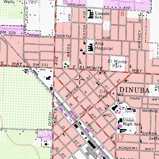 Topographic Map of First Baptist Church, CA