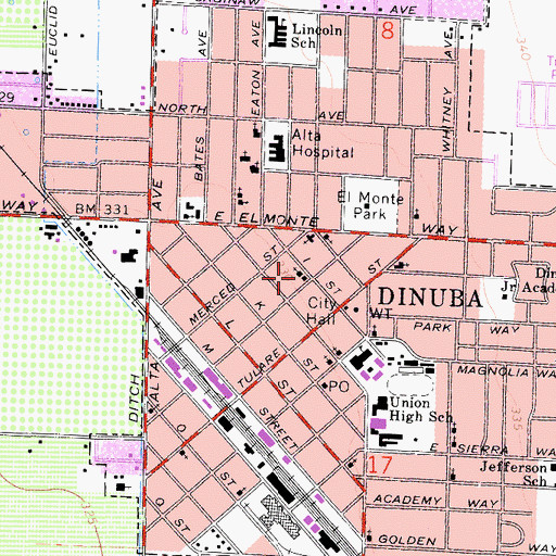 Topographic Map of First Presbyterian Church, CA