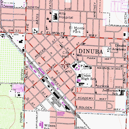 Topographic Map of Nazarene Church, CA