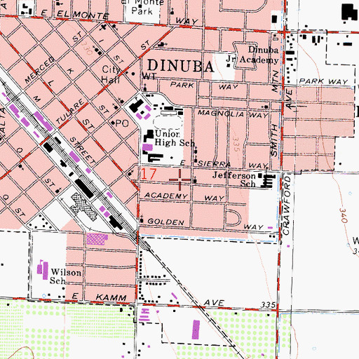 Topographic Map of Saint Pauls Methodist Church, CA