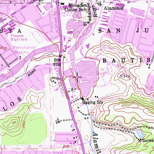 Topographic Map of Almaden Lake Park, CA