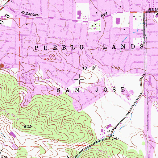 Topographic Map of Almaden Meadows, CA