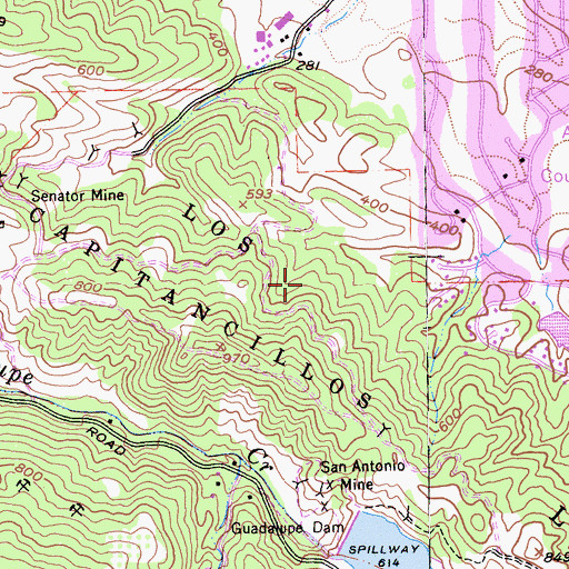 Topographic Map of Almaden Quicksivler County Park, CA