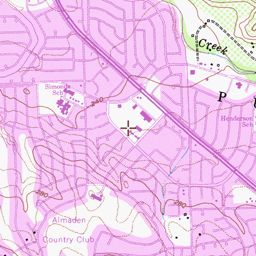 Topographic Map of Almaden Valley Post Office, CA