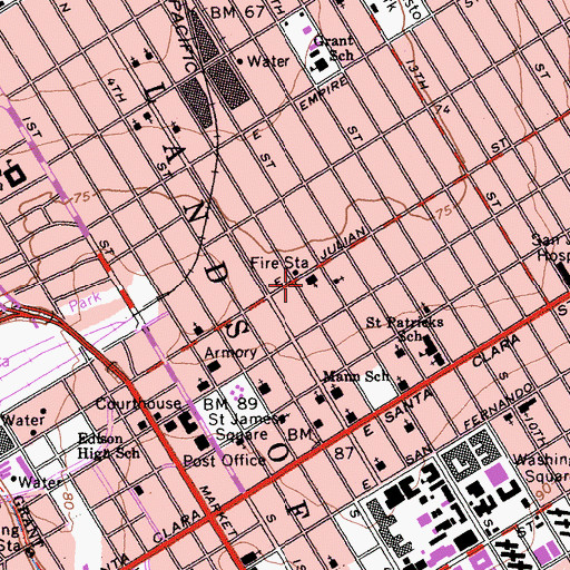 Topographic Map of Antioch Baptist Church, CA