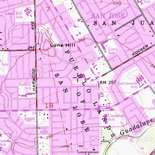 Topographic Map of Avanti Shopping Center, CA